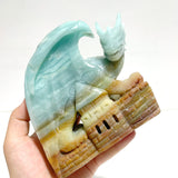 Beautiful Caribbean Calcite Flying Dragon Castle Carving