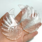4 Pairs Rose Quartz Angel Wing Carving With Stand