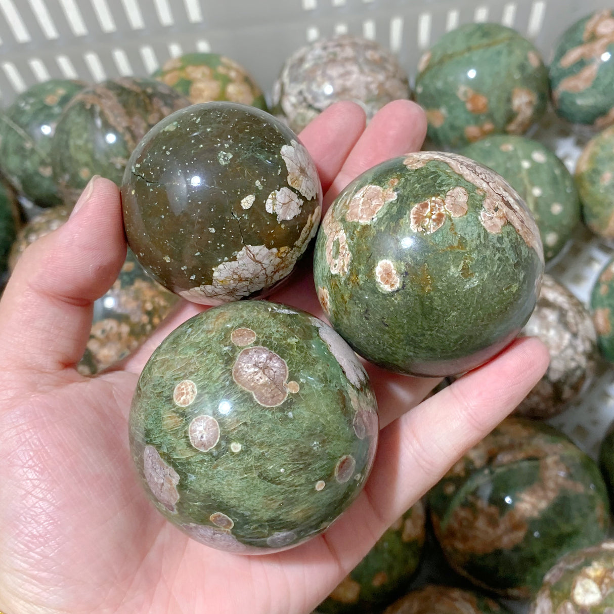 61 Pieces Rainforest Jasper Spheres (Sea Freight Only)