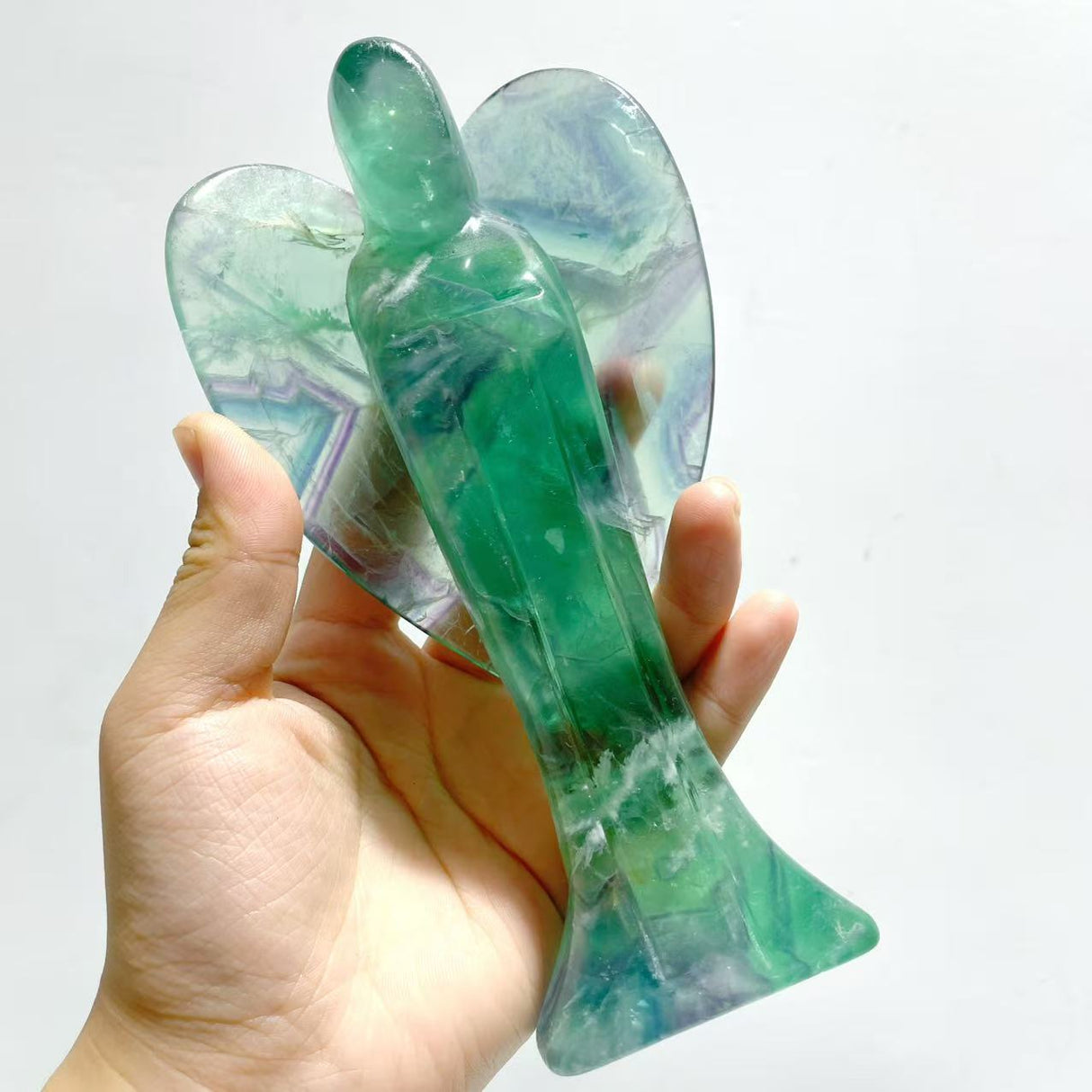 6 Pieces Rainbow Fluorite Angel Carving