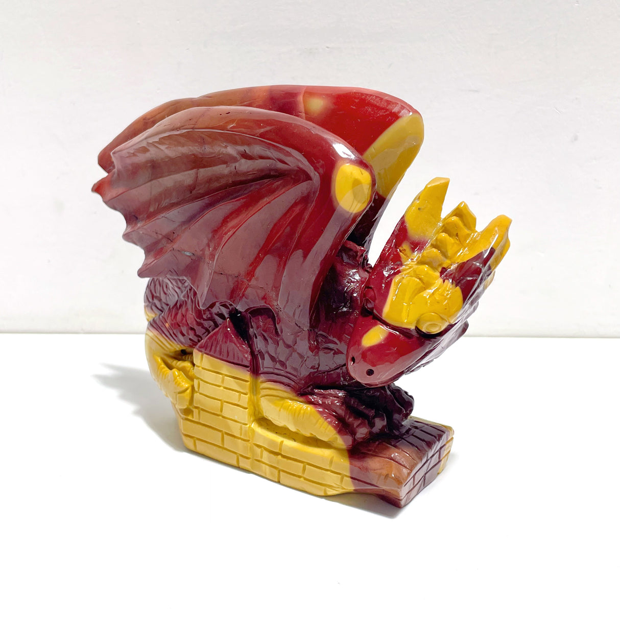 Unique Mookaite Flying Dragon Castle Carving