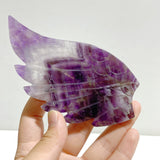 Chevron Amethyst Heart Wing Carving With Stand