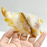 Golden Hematoid Quartz Heart Wing Carving With Stand Fire Quartz
