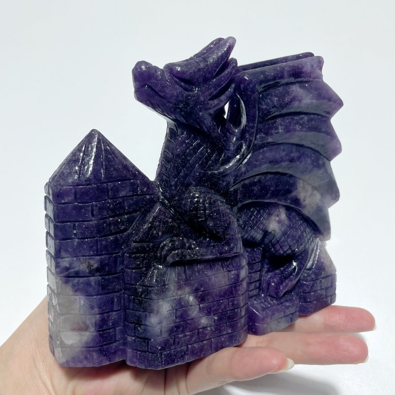 Deep Purple Lepidolite Flying Dragon Carving - Wholesale Crystals