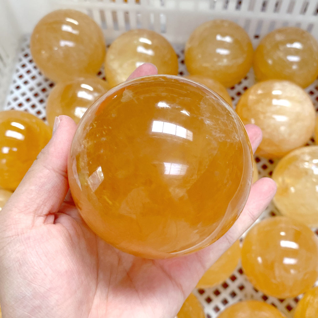 42 Pieces Yellow Calcite Spheres (Sea Freight Only)