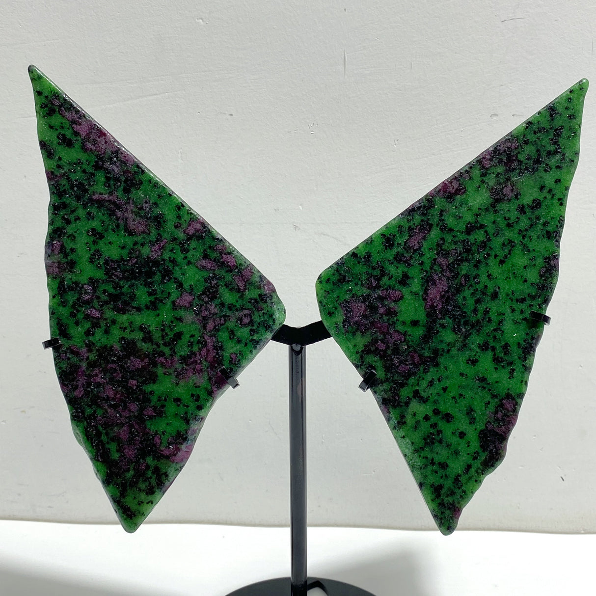 2 Pairs Ruby Zoisite Slab Wing With Stand