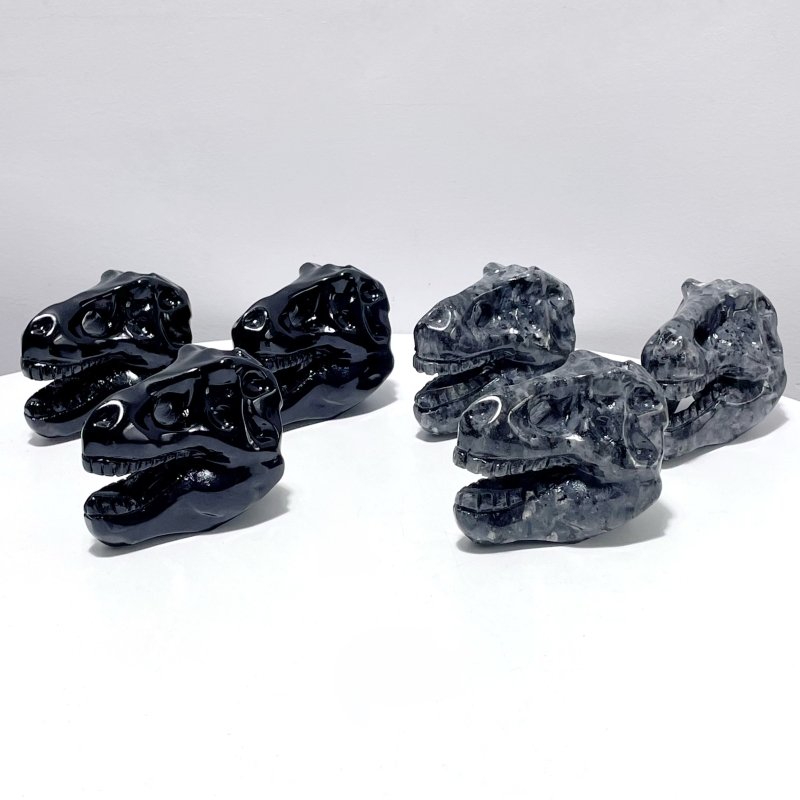 Dinosaur Skull Carving Wholesale Obsidian Larvikite - Wholesale Crystals