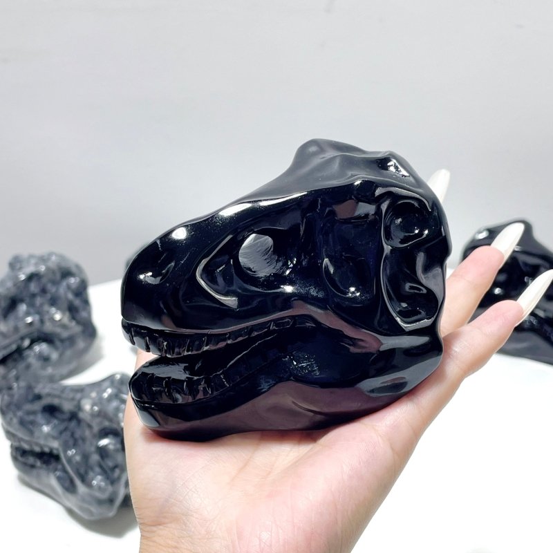 Dinosaur Skull Carving Wholesale Obsidian Larvikite - Wholesale Crystals