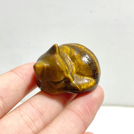 3.9CM Tiger Eye Sleeping Cats Carving Wholesale