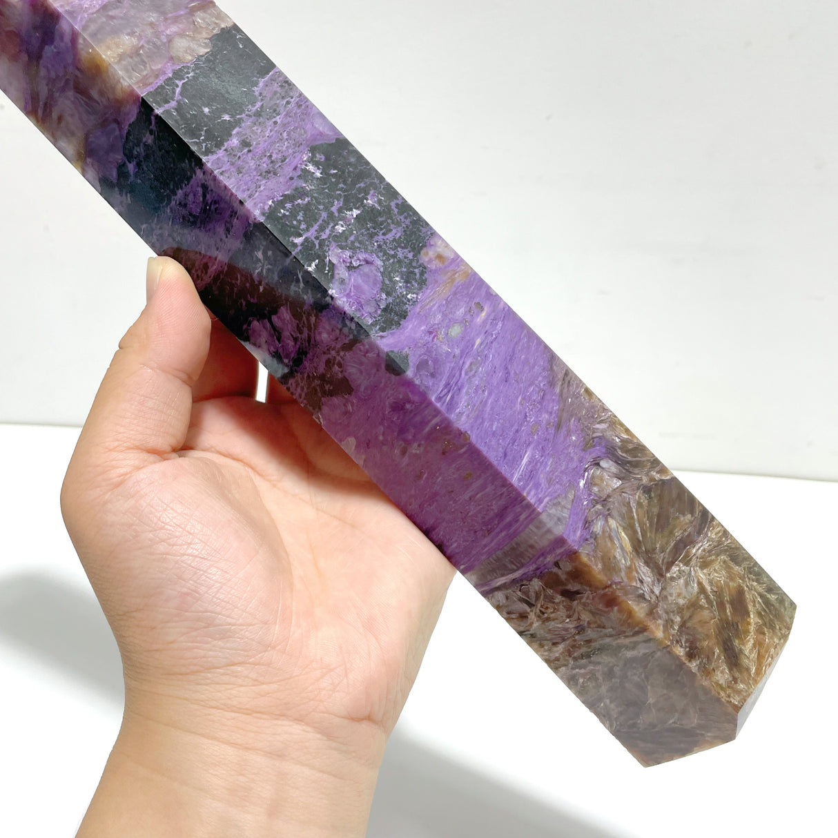 Unique Charoite Four-sided Tower For Collection #A04
