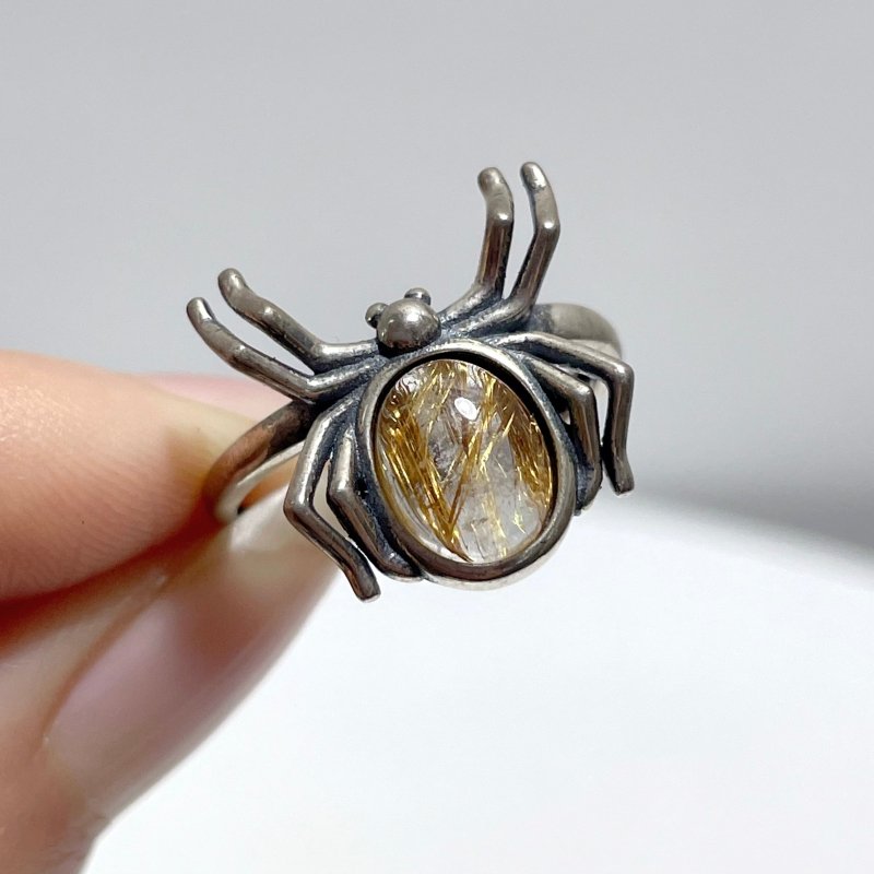 #E1 Silver Rings Spider Shape Wholesale Moonstone Labradorite Rutile - Wholesale Crystals