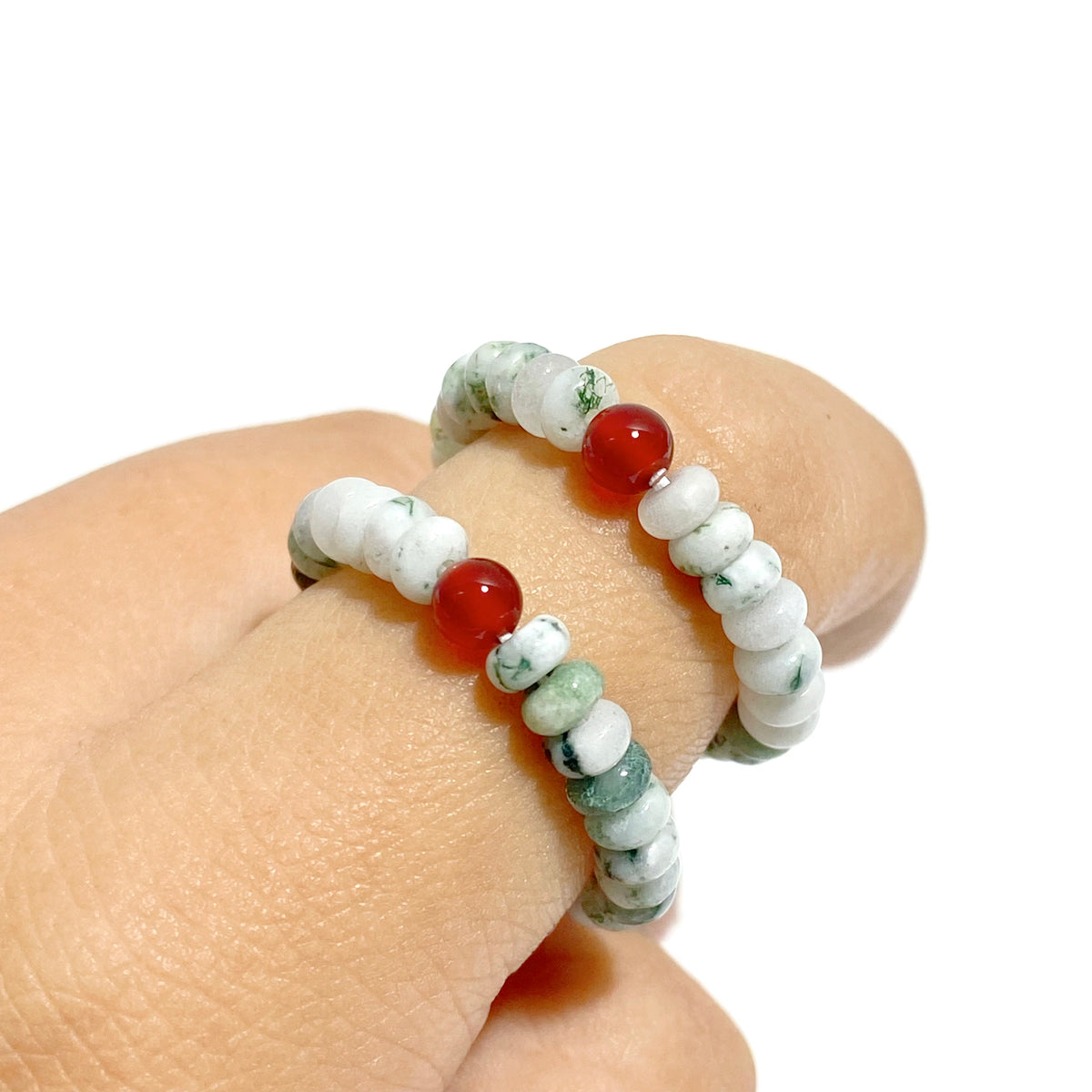 24 Types Crystal Beaded Rings Wholesale Moss Agate Chevron Amethyst Red Jasper