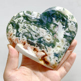 20 Pieces Large Geode Green & Pink Moss Agate Heart