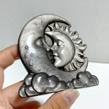 Silver Sheen Obsidian Sun & Moon Face Carving Wholesale