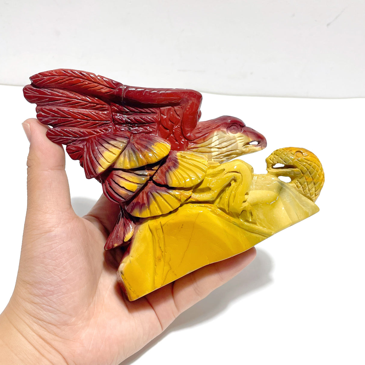 Unique Mookaite Eagle&Snake Carving
