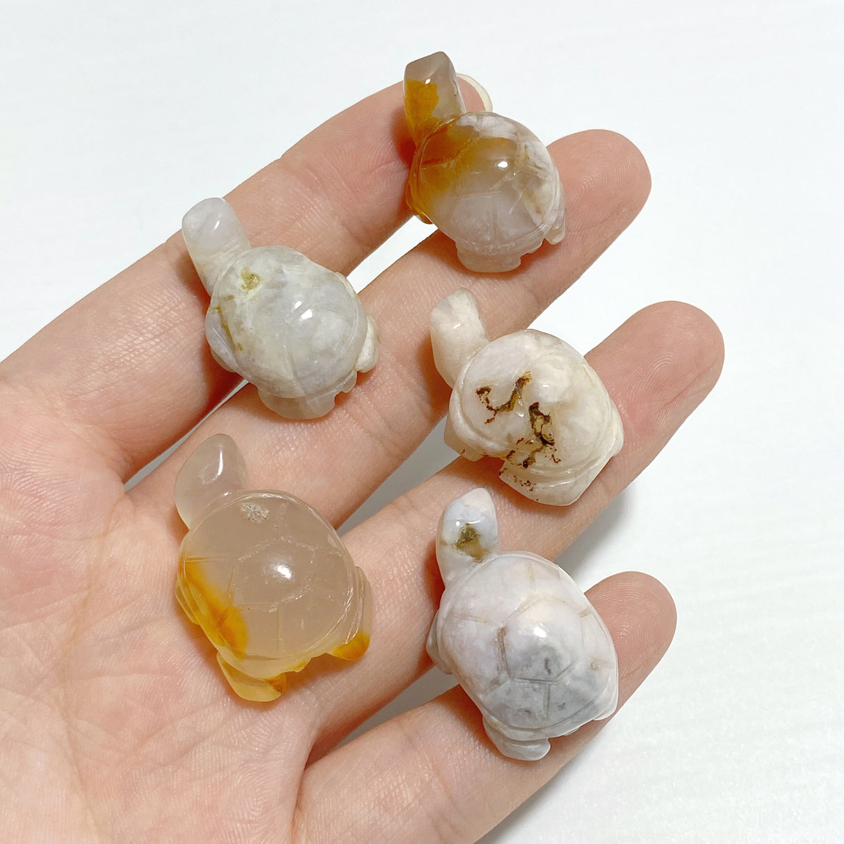 Mini Sakura Flower Agate Turtle Carving Wholesale