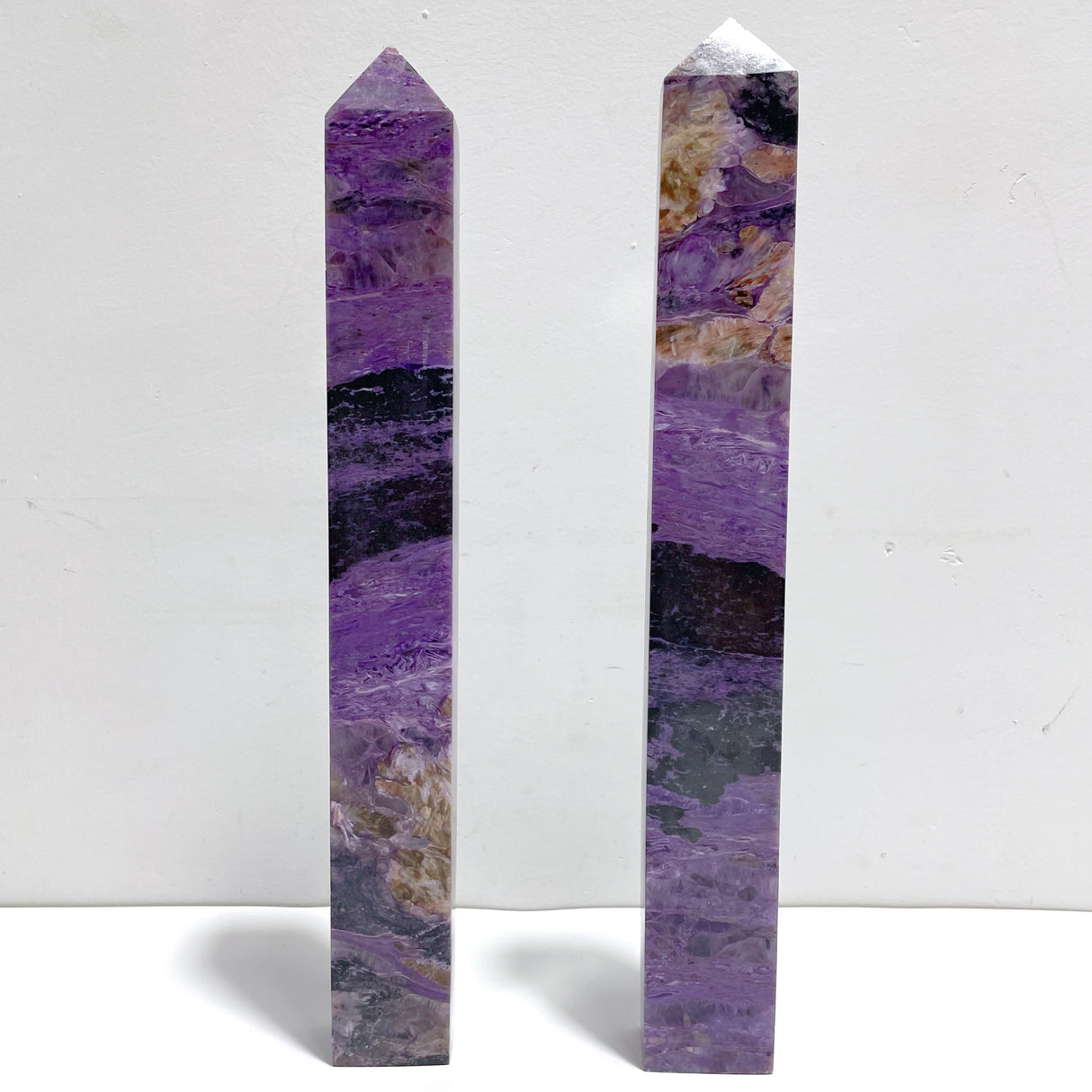 2 Pieces Charoite Four-sided Tower For Collection #A05
