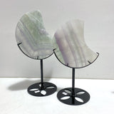 4 Pieces Fluorite Moon Carving With Stand