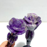 5 Pieces Chevron Amethyst Flower Carving With Stand