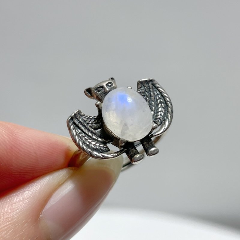 #E5 Silver Rings Bat Shape Wholesale Sunstone Garnet Moonstone Labradorite Rose Quartz - Wholesale Crystals