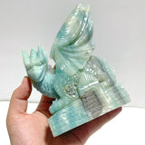Unique Caribbean Calcite Mixed Pyrite Flying Dragon Castle Carving