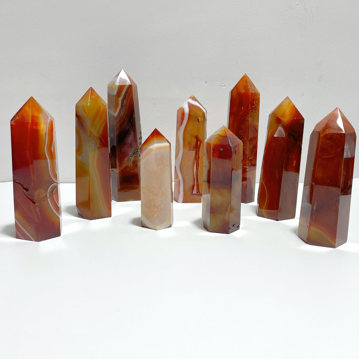 9 Pieces Large Carnelian Crystal Tower Clearance (defect)