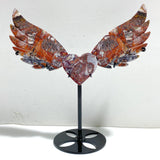 Unique Morocco Agate Heart Wing Carving With Stand