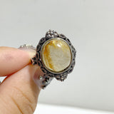 19 Pieces Golden Rutile Quartz Different Styles Rings