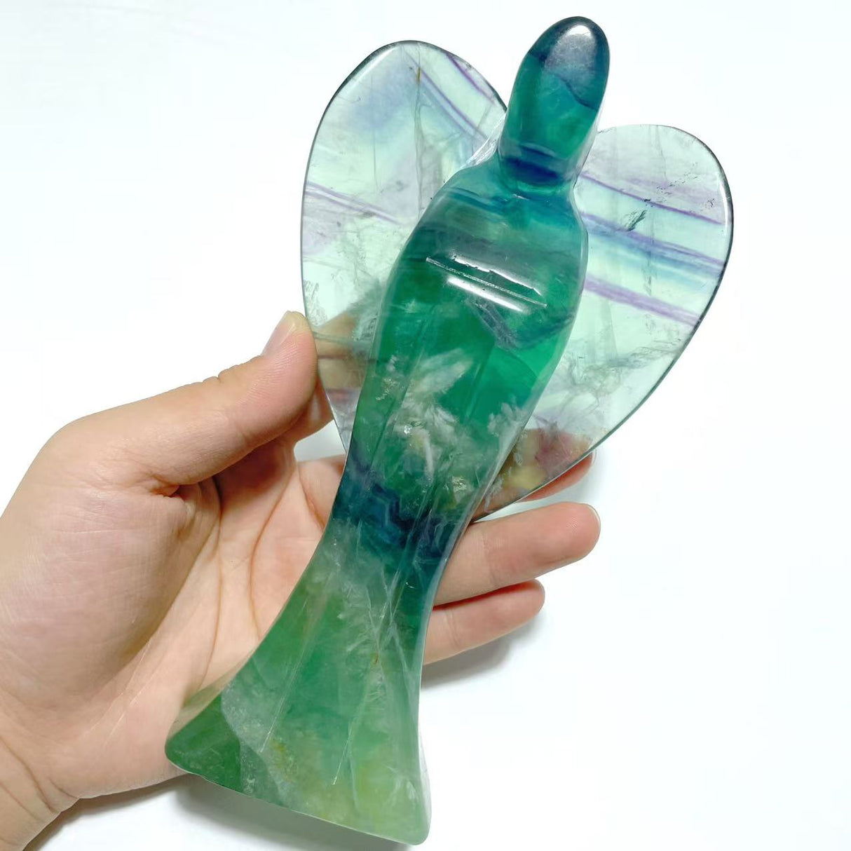 6 Pieces Rainbow Fluorite Angel Carving