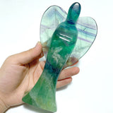 6 Pieces Rainbow Fluorite Angel Carving