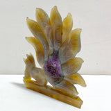 2 Pieces Geode Agate Druzy Nine-tailed Fox Carving #16