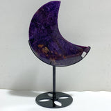 Large Charoite Moon Carving With Stand #7