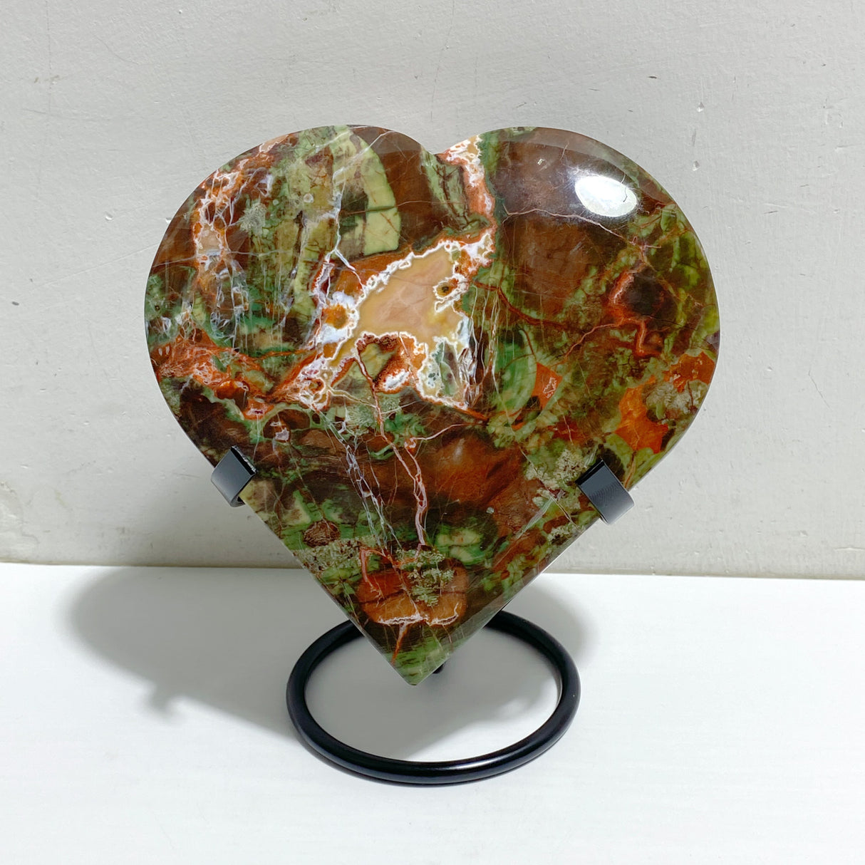 7 Pieces Large Money Agate Heart With Stand