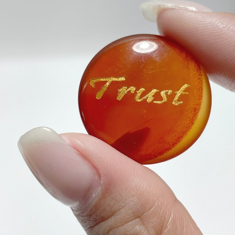 Engraved Carnelian Golden Word Stones Single Words Wholesale - Wholesale Crystals