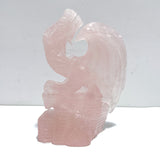 Beautiful Rose Quartz Flying Dragon Castle Carving