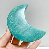 5 Pieces Large Amazonite Moon Carving With Stand