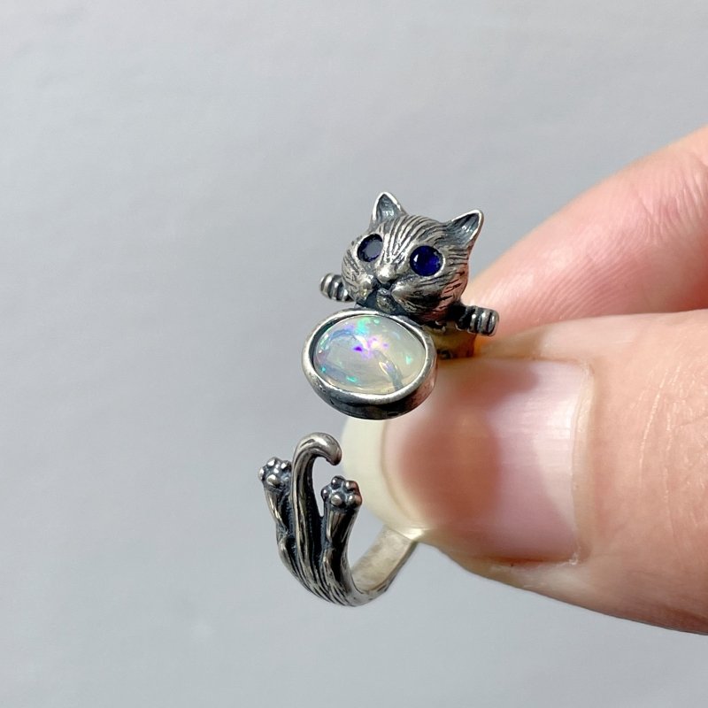 #F2 Silver Rings Cat Shape Wholesale Opal Peridot Garnet Topaz Amethyst Tourmaline Moonstone - Wholesale Crystals