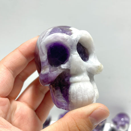 11 Pieces Chevron Amethyst Skull Carving