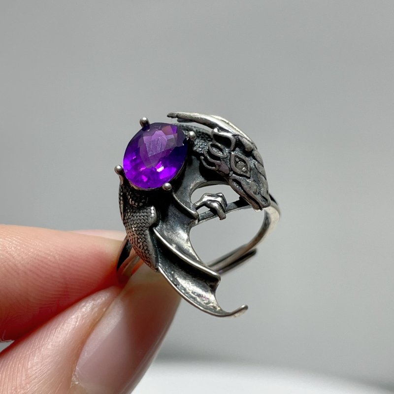 #F4 Silver Rings Dragon Shape Wholesale Sunstone Garnet Amethyst Tourmaline Citrine - Wholesale Crystals