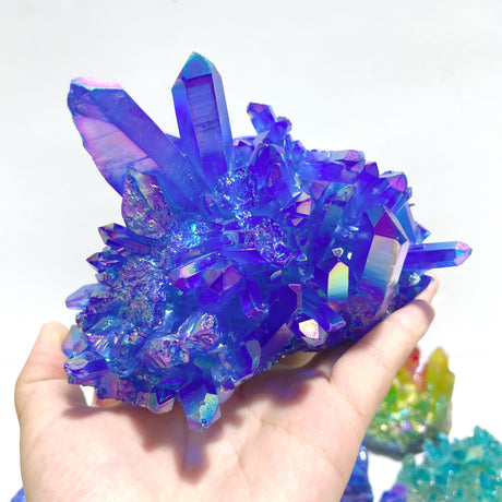 11 Pieces Aura Colorful Clear Quartz Cluster