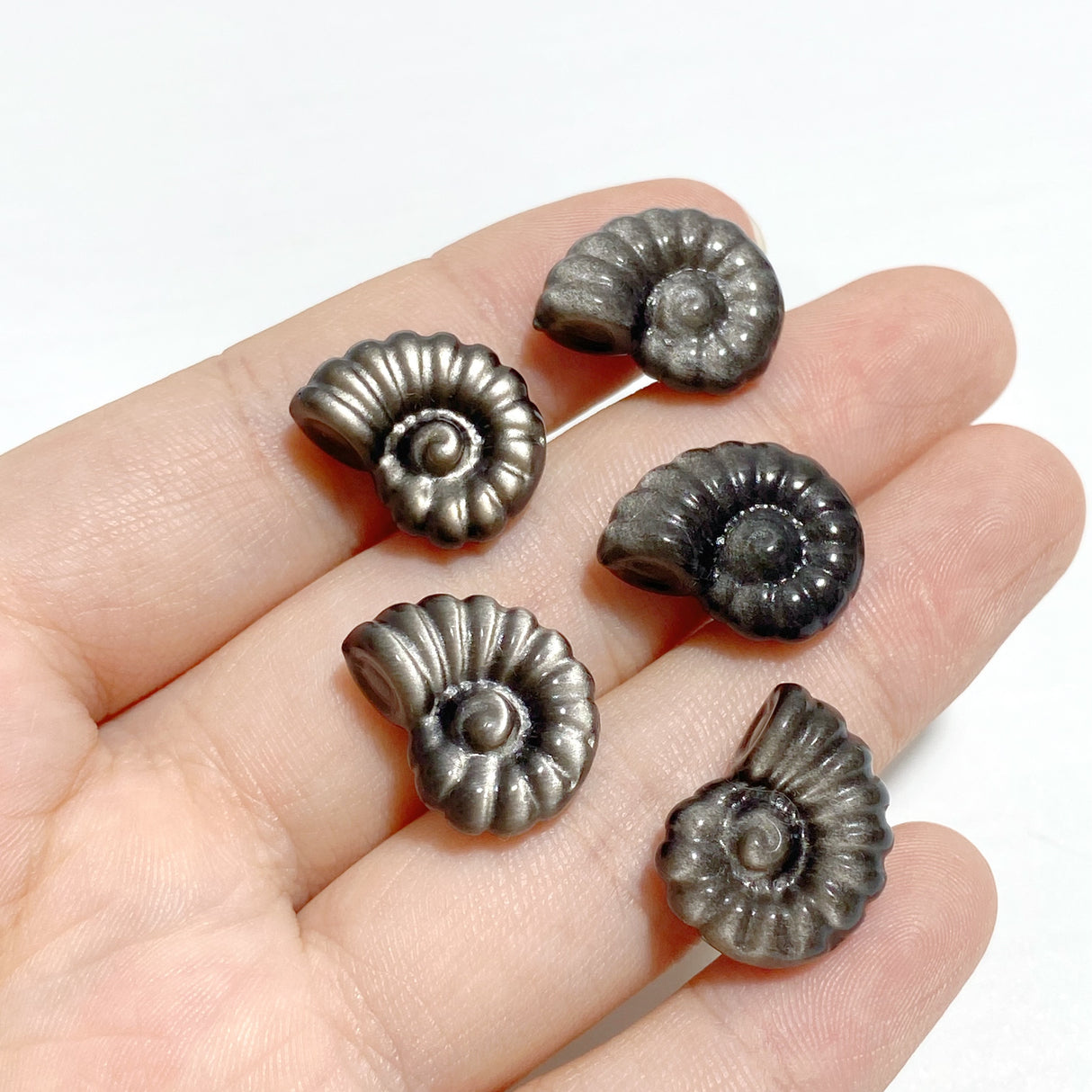 Mini Silver Sheen Obsidian Conch Carving Wholesale