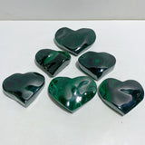 6 Pieces Large Malachite Heart Raw Bottom