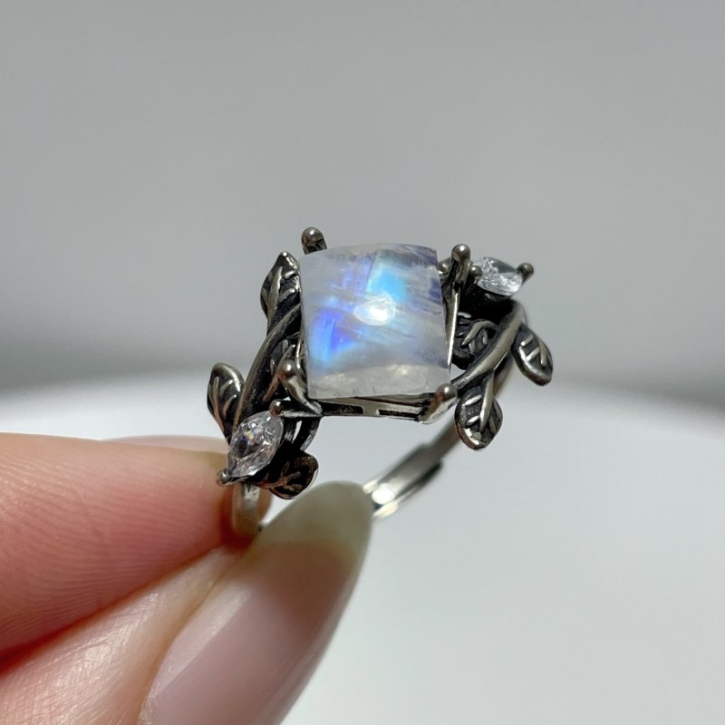 #F7 Silver Rings Vine Shape Wholesale Moonstone Amethyst Citrine - Wholesale Crystals