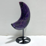 Large Charoite Moon Carving With Stand #2