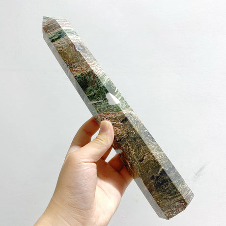 5 Pieces Tall Green Stripe Jasper Point #4