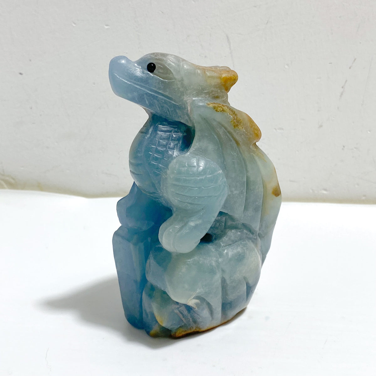3 Pieces Blue Onyx Flying Dragon Castle Carving(Defect)