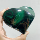 6 Pieces Large Malachite Heart Raw Bottom