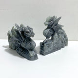 2 Pieces Beautiful Labradorite Flying Dragon Castle Carving