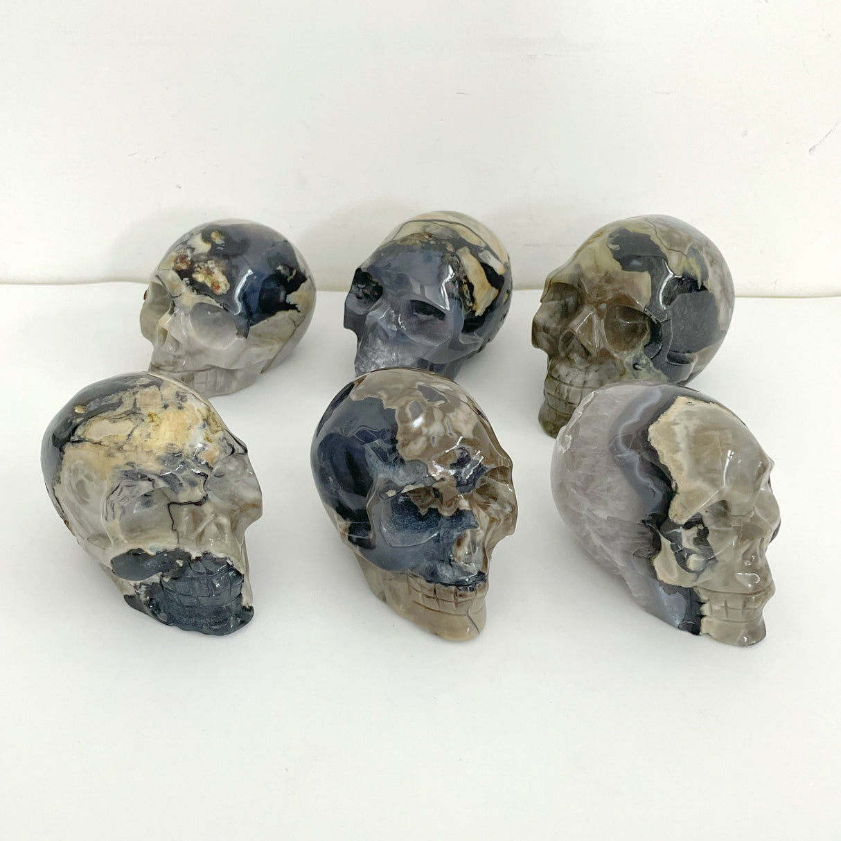 6 Pieces Volcano Agate Skull(UV-Reactive)
