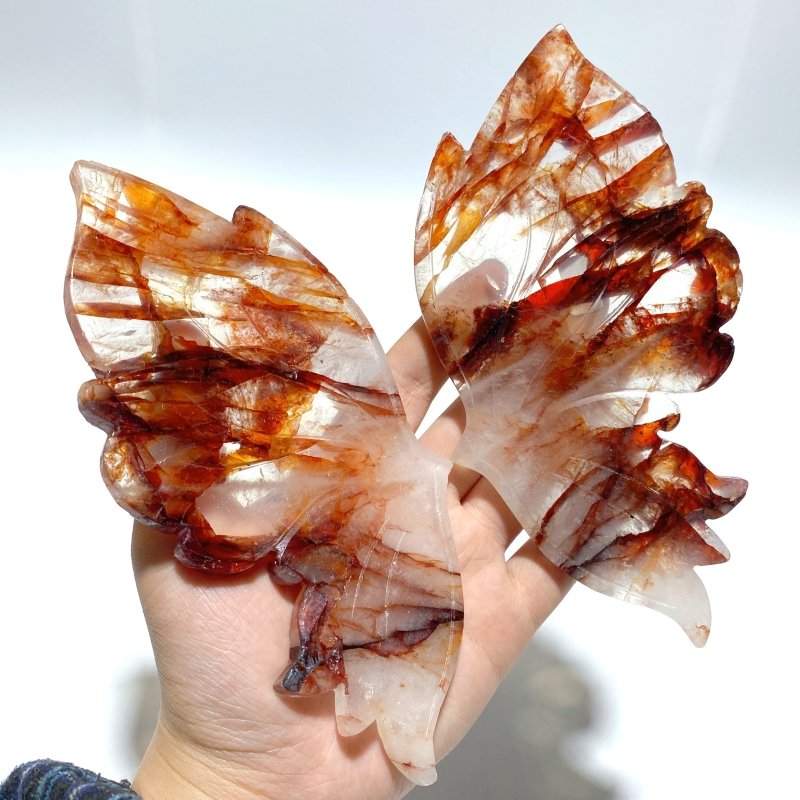 Fire Quartz Butterfly Wing Carving With Stand - Wholesale Crystals